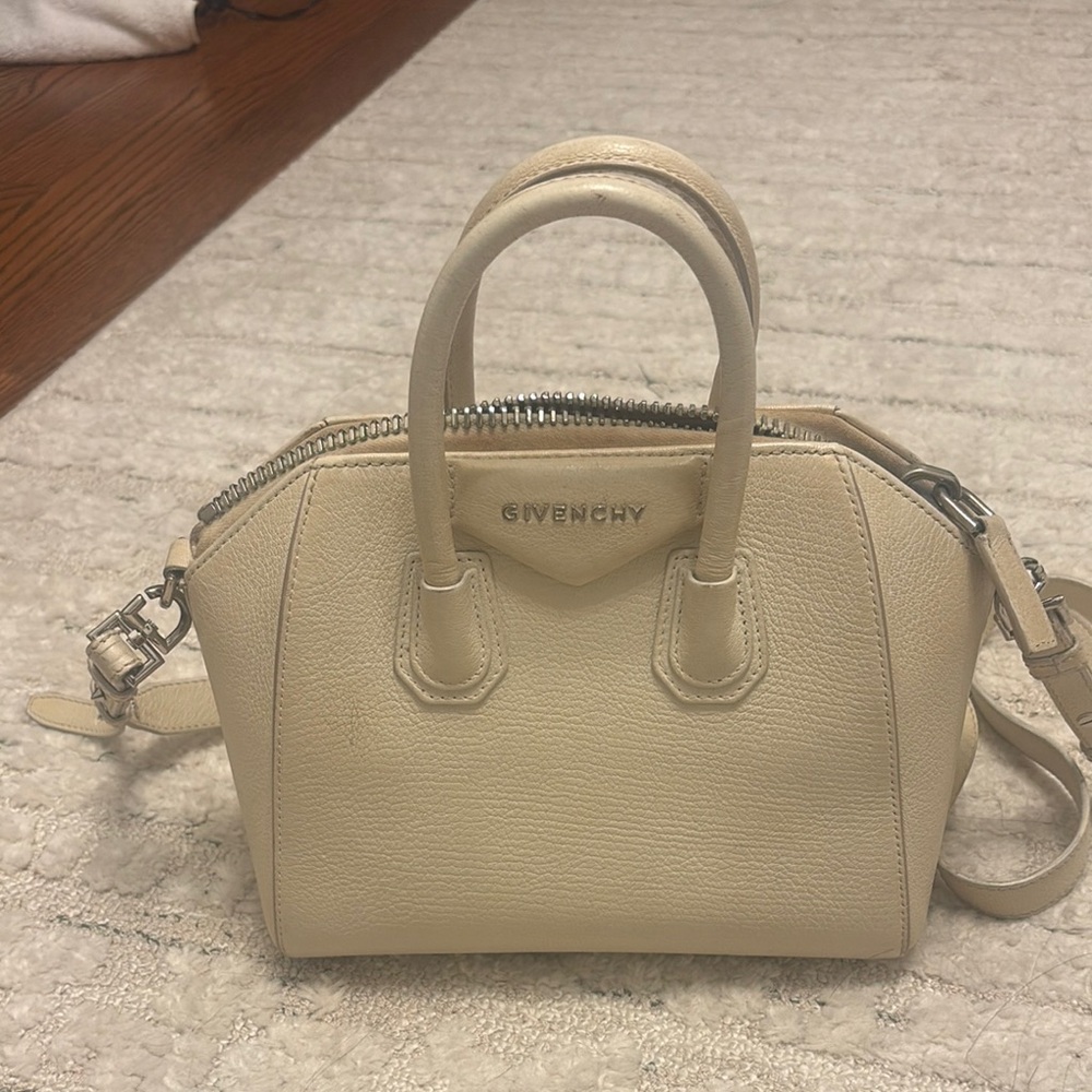 Givenchy Cream Mini Antigona Bag Structured Leather